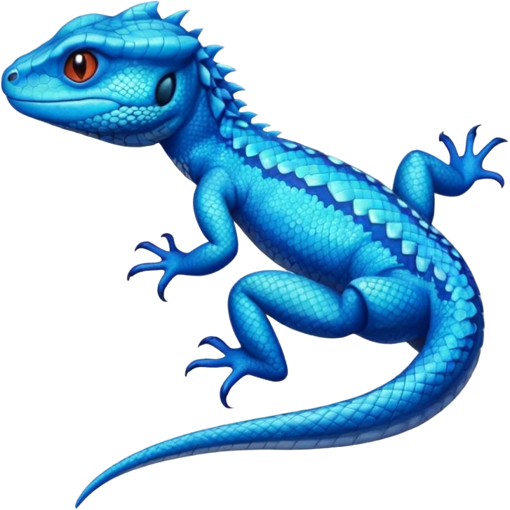 Cyan lizard-Cyclizar-Pokémon, with cobalt-blue flecks patterns emoji