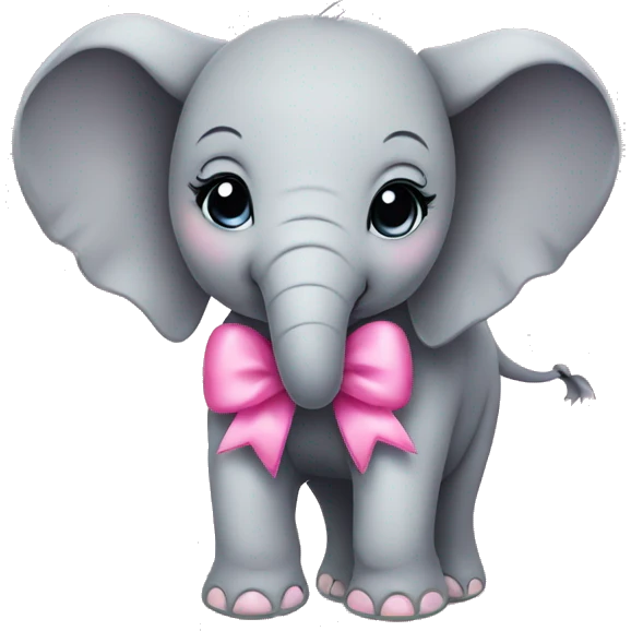 Cute baby elephant and pink bow emoji