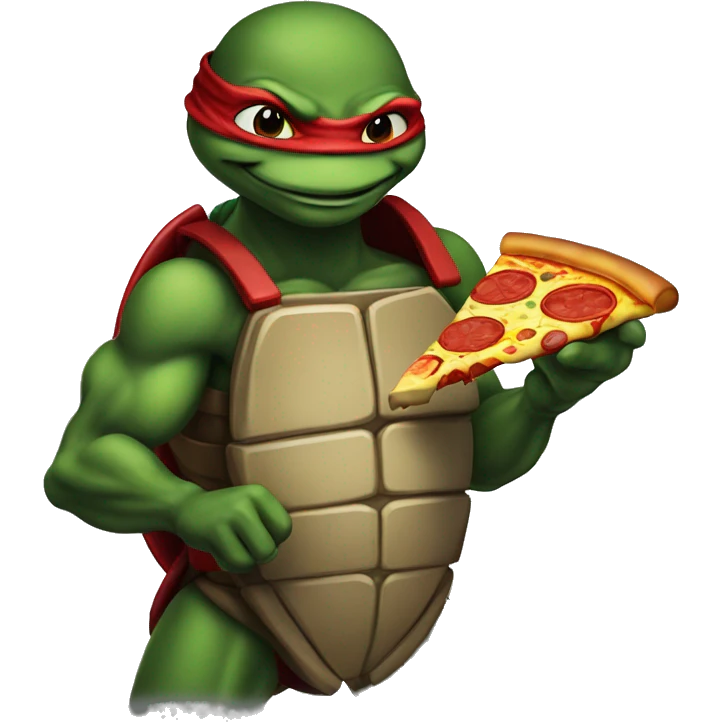 raphael tmnt with pizza dark grey background emoji