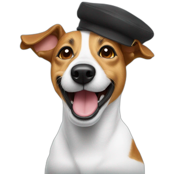 Funny Jack Russel with a funny cap emoji