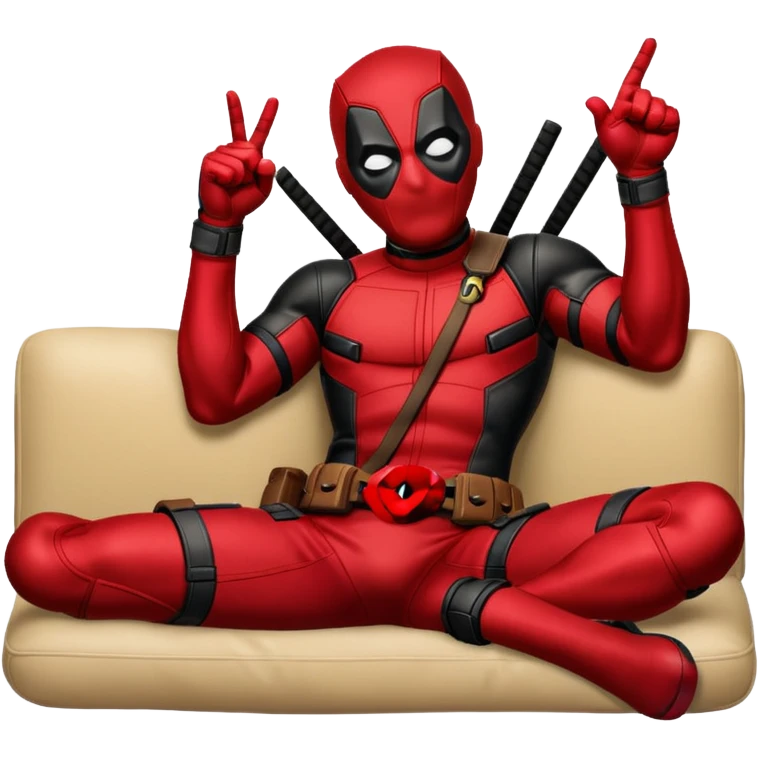 deadpool laying and pointing to something intresting emoji