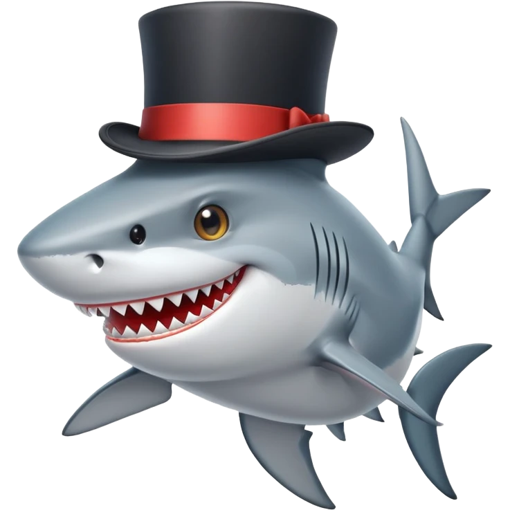 Shark with a top hat emoji