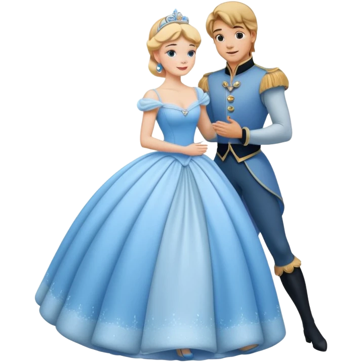 Fairy tale Cinderella, the prince embraces Cinderella emoji