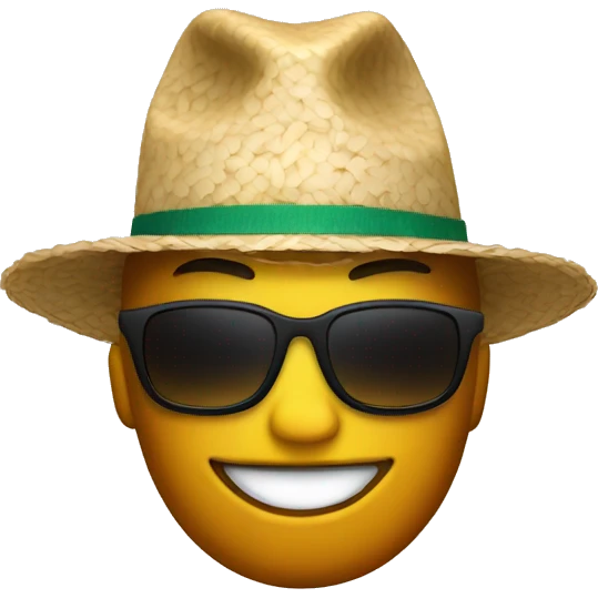 EMOJIl with shades with rice hat  emoji