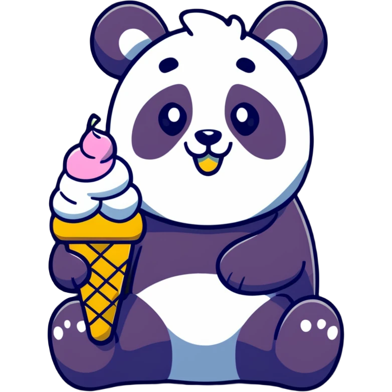 Panda eating ice cream emoji