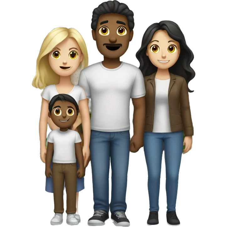 Family of 4: Blonde Women, Black Hair Man, Brown Hair Daughter and brown Hair son  emoji