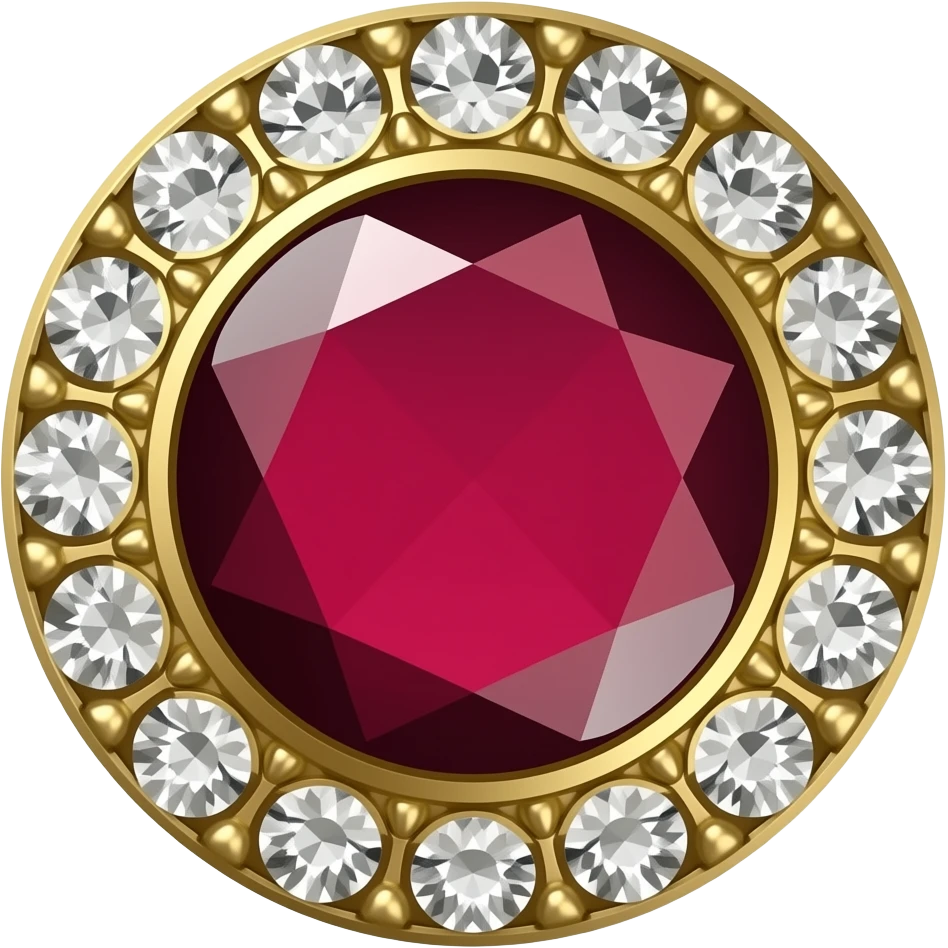 Dark red ruby brooch emoji