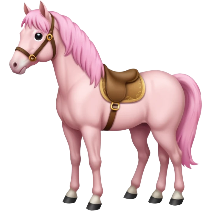 Beige full body horse with soft pink hair emoji
