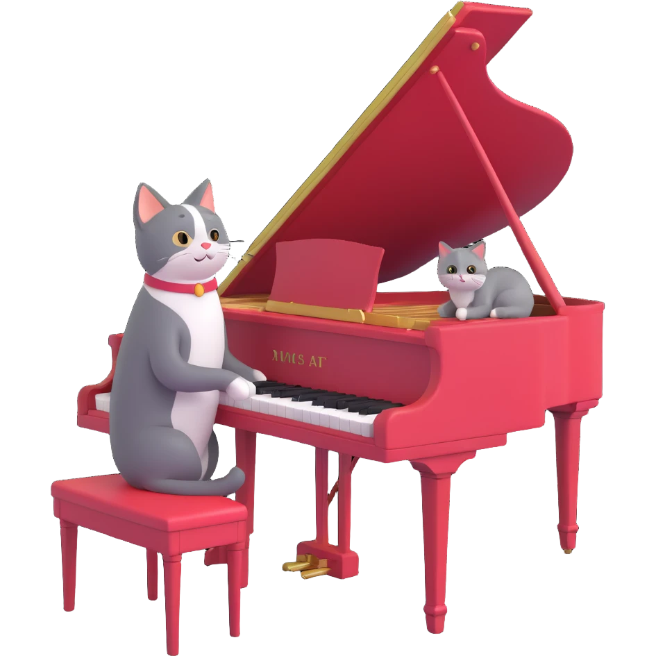 woman playing piano while her cat sits on top of the piano emoji