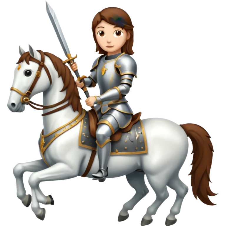 Renaissance princess knight with brown hair on horse emoji