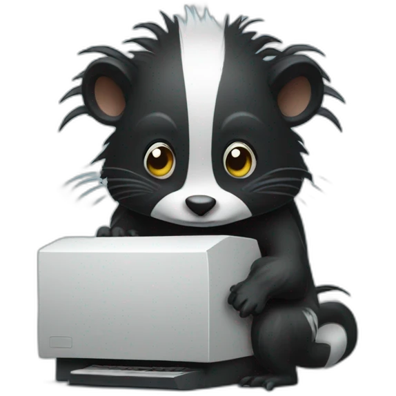 smelly skunk with a computer emoji
