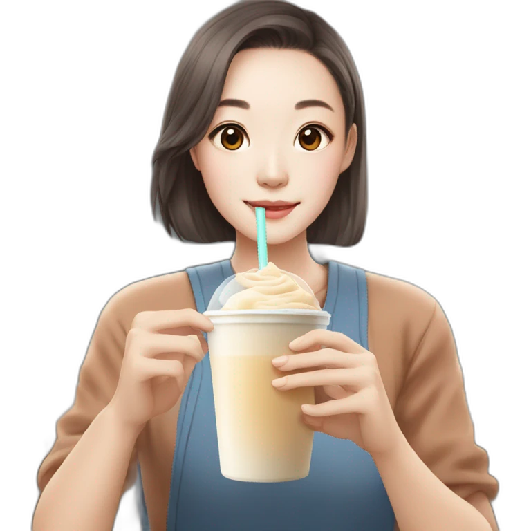 wan yi bo holding milk tea emoji
