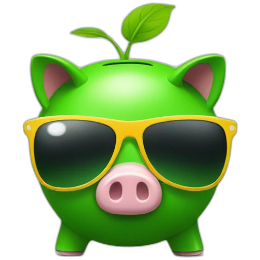green piggybank with sunglasses emoji