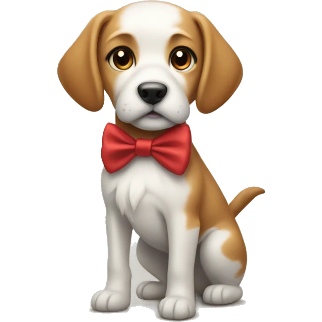 A dog with a bow on its tail emoji