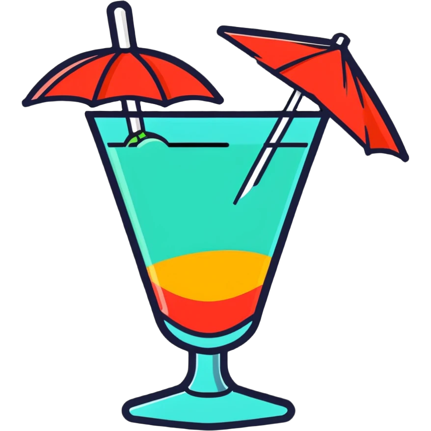 colorful cocktail glass with umbrella emoji