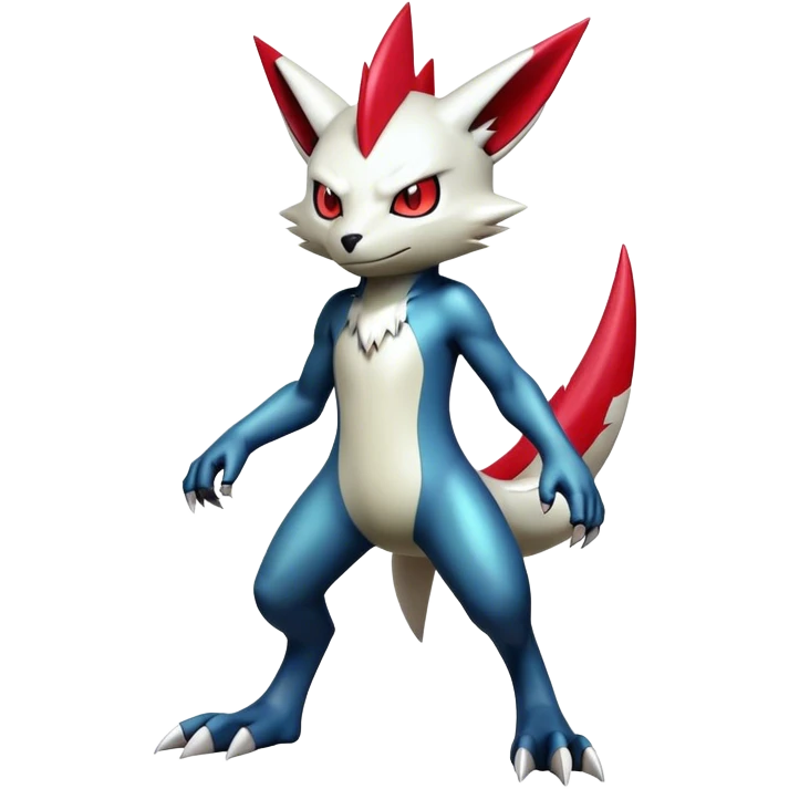 Cool Edgy Badass Shiny Futuristic Legendary Digimon-Sneasel-Zangoose-hybrid full body emoji