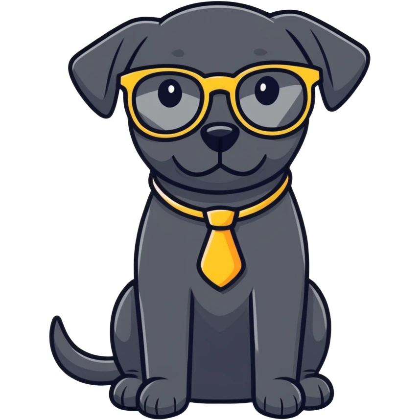 Black dog with glasses emoji