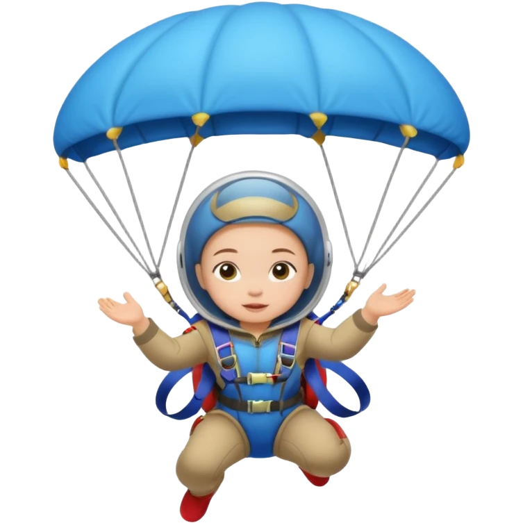 Skydiving girl baby shaman with parachute and UFO blue emoji
