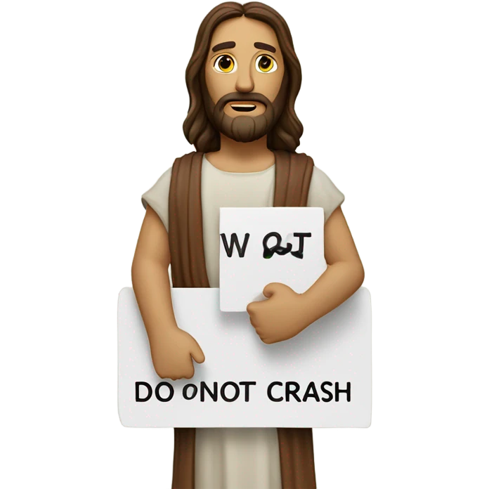 Jesus holding a “do not crash out sign” emoji