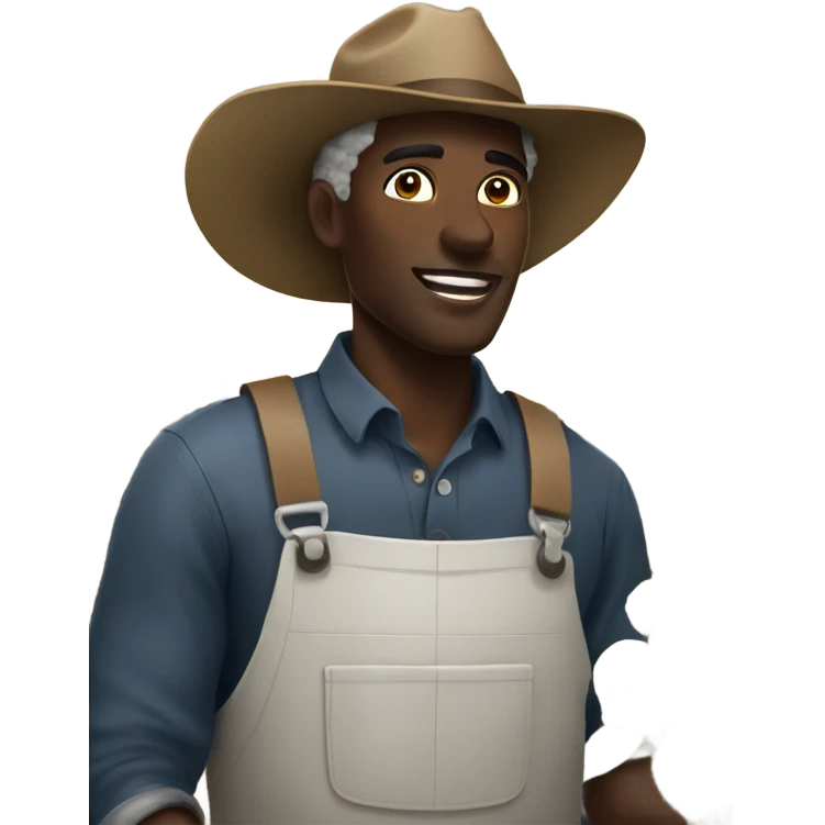 A black farmer working at a cotton field emoji