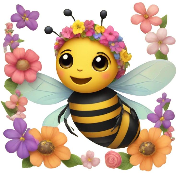 Bee with a floral hat emoji