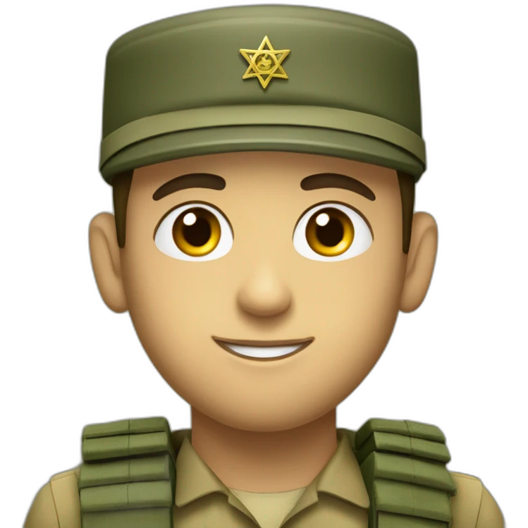 Israeli defense forces soldier with Jewish star emoji