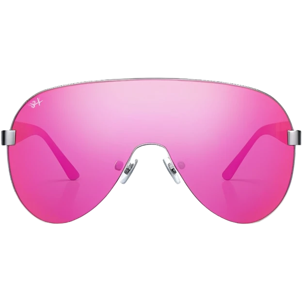 pink mirrored shield sunglasses, Y2K cyber style, frameless design emoji