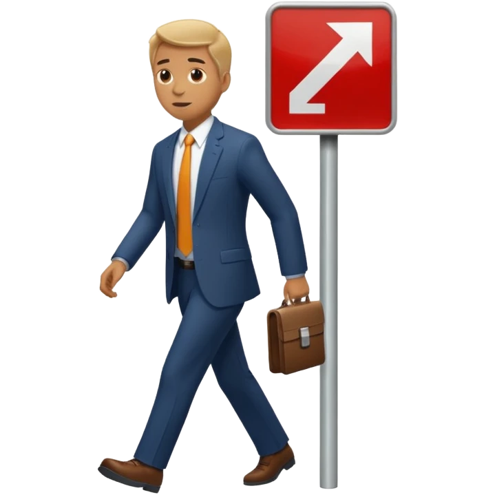 man leaving to a exit sign emoji