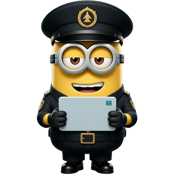 Minion vestindo uniforme militar na prisão manda mensagem dizendo que está emoji