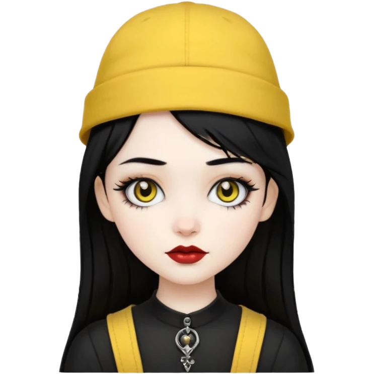 black gothic girl yellow hat emoji