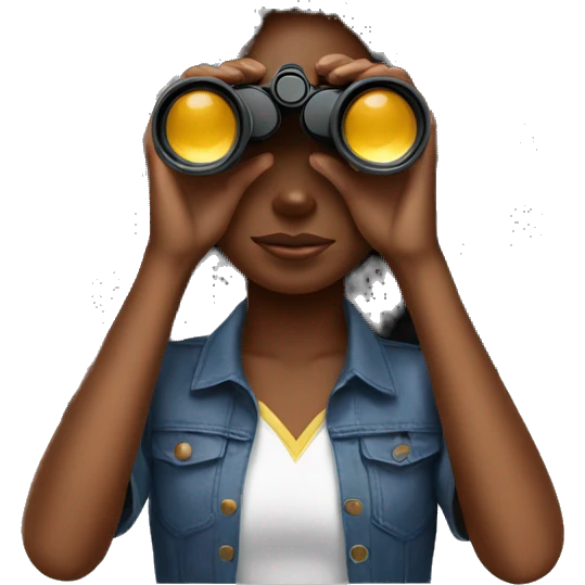 black girl looking through binoculars  emoji