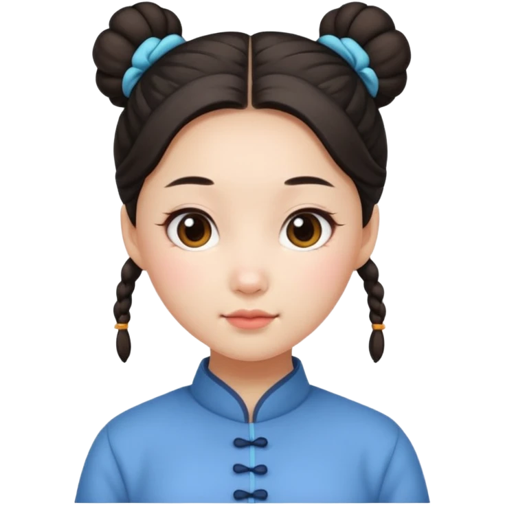 chinese girl with hair in buns, cute emoji