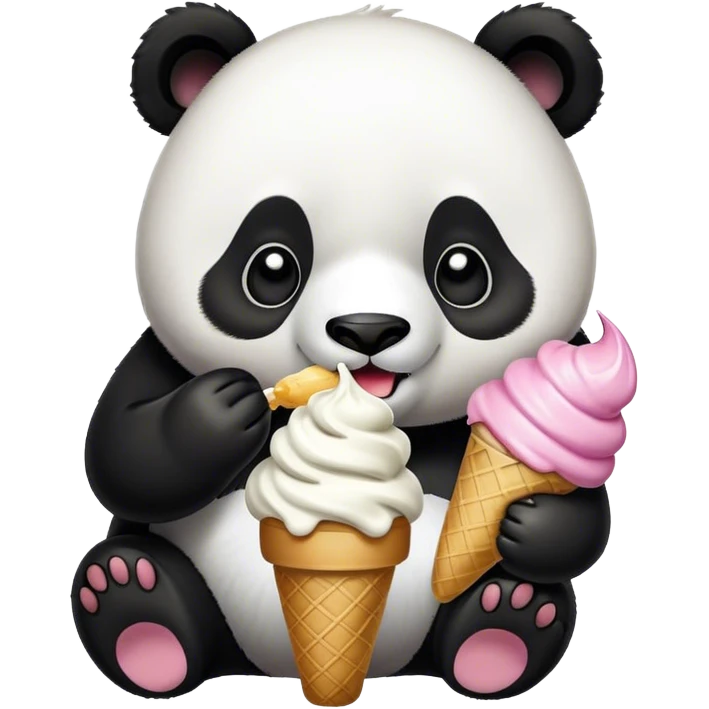 Panda eating ice cream emoji