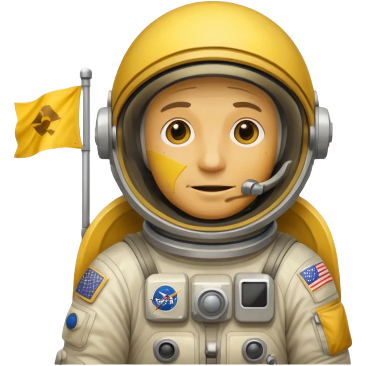 old astronaut with yellow flag in hand emoji