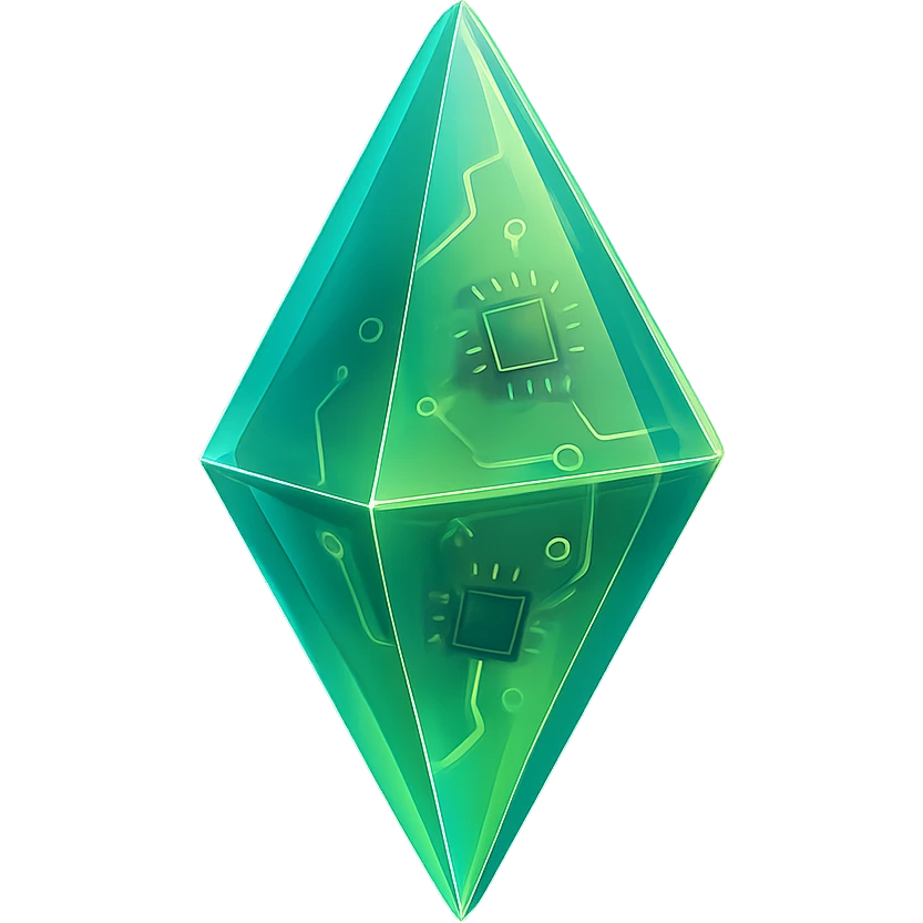 a plumbob, stylized with a crystal-like appearance, glowing edges emoji