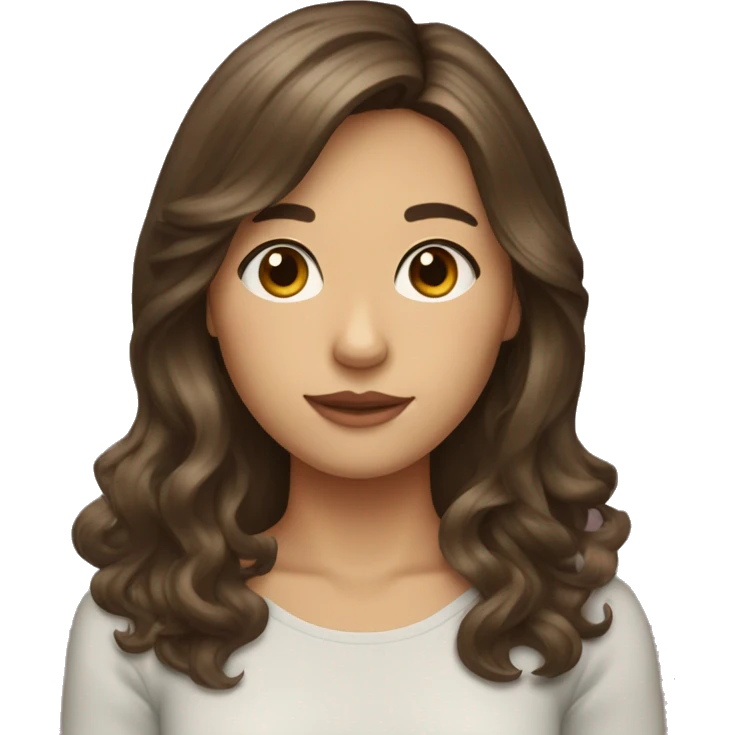 brown hair , heart Eyes, curtain bangs, emoji
