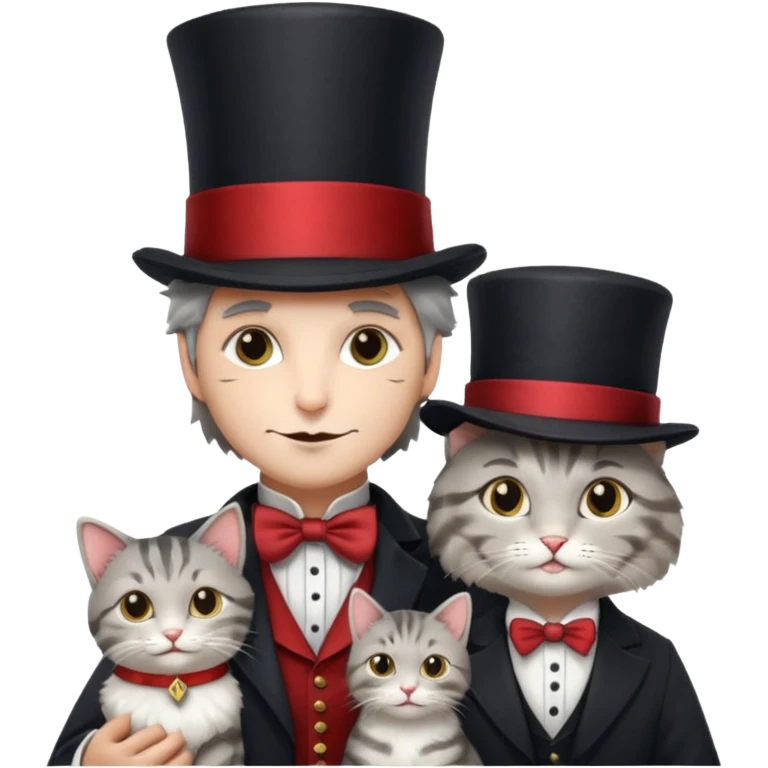 magician couple and their pet cat emoji