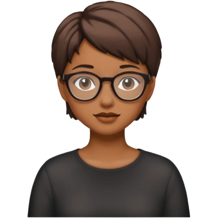 Tan girl short hair glasses emoji
