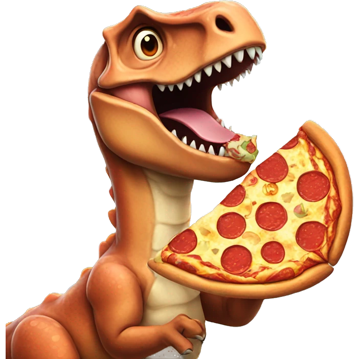 dinosaur eating pizza emoji