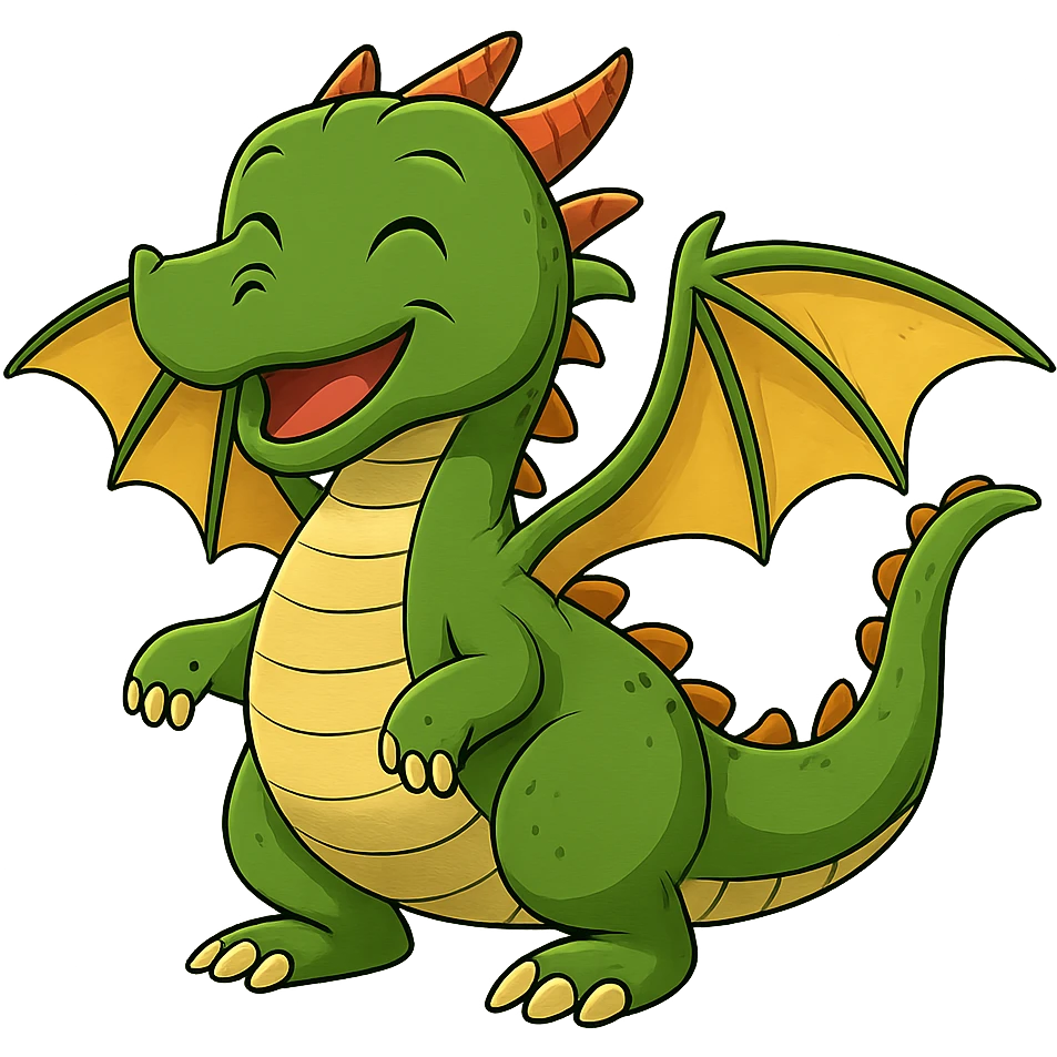 Change the dragon's eyes to have a smiling appearance, while all other design elements remain unchanged emoji