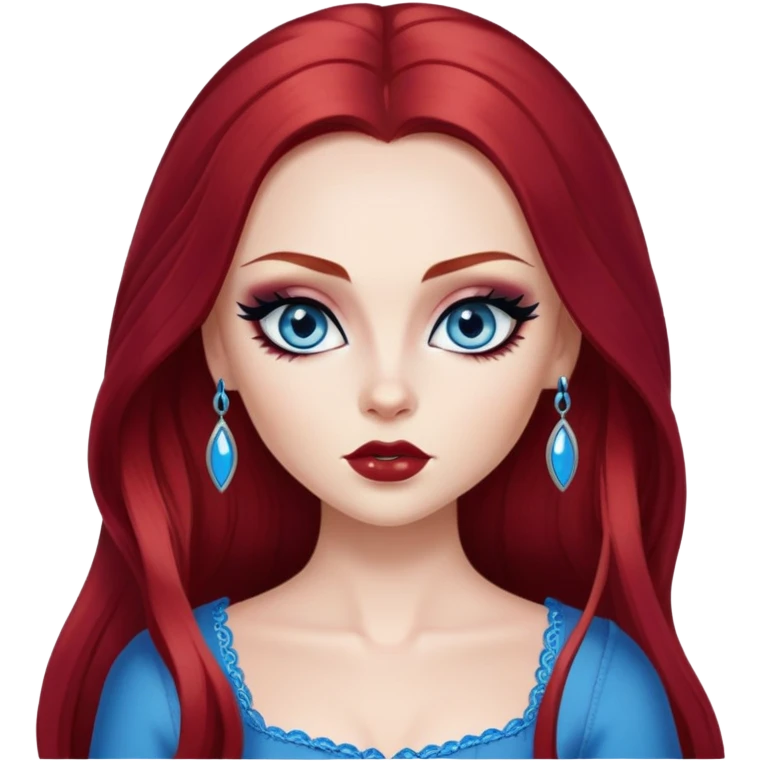 russian features, beauty, winred hair, blue eyes, pretty eyes, black eyeliner, pretty bratz baddie emoji