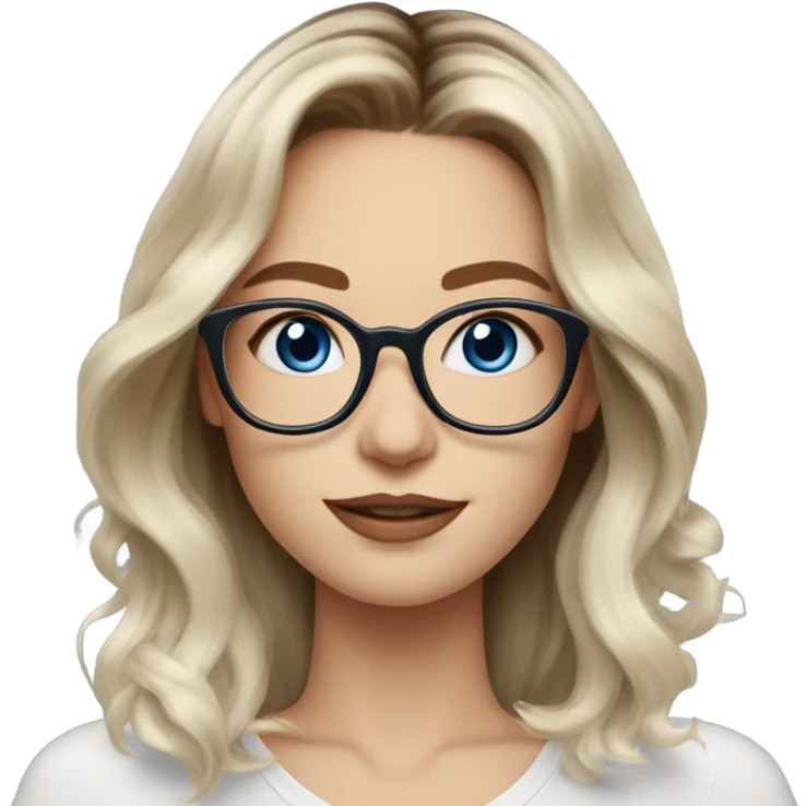 Shoulder length Balayage pale model lady with glasses and blue eyes  emoji
