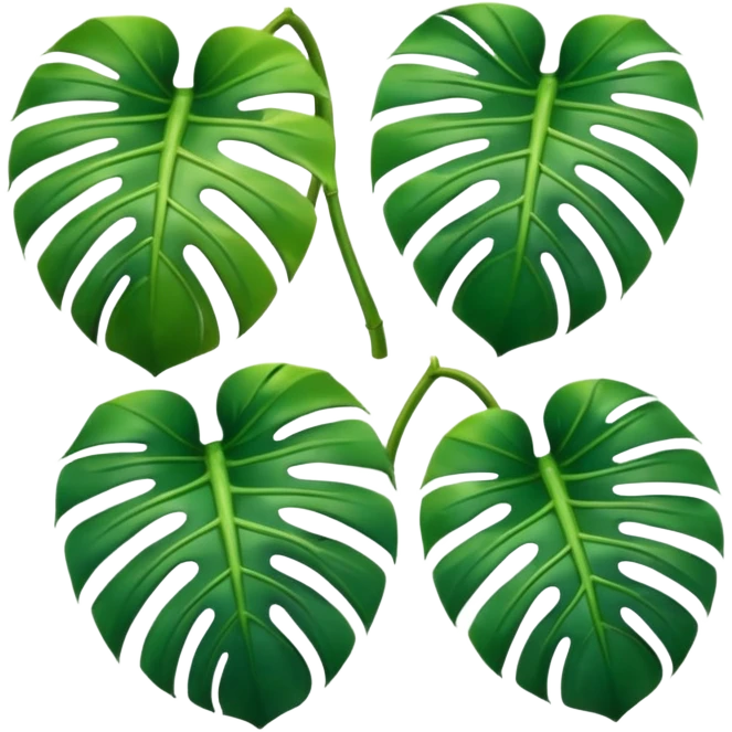 three small icons of mostera leaves emoji