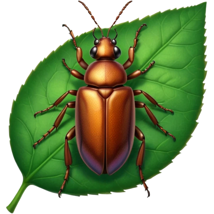 a brown beetle on leaf emoji