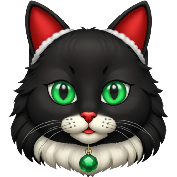 black cat wearing a jingle bell necklace emoji