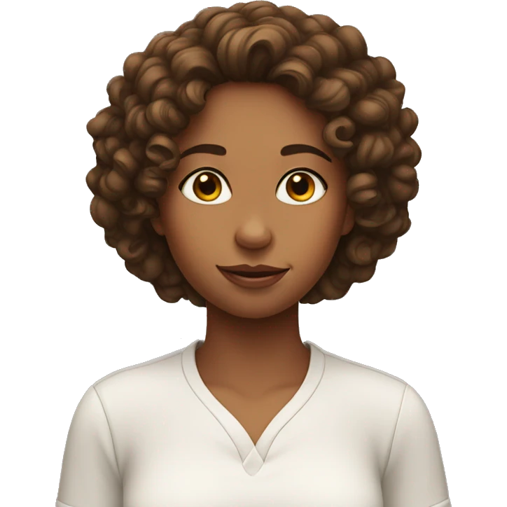 girl with brown curly hair giving a side eye emoji