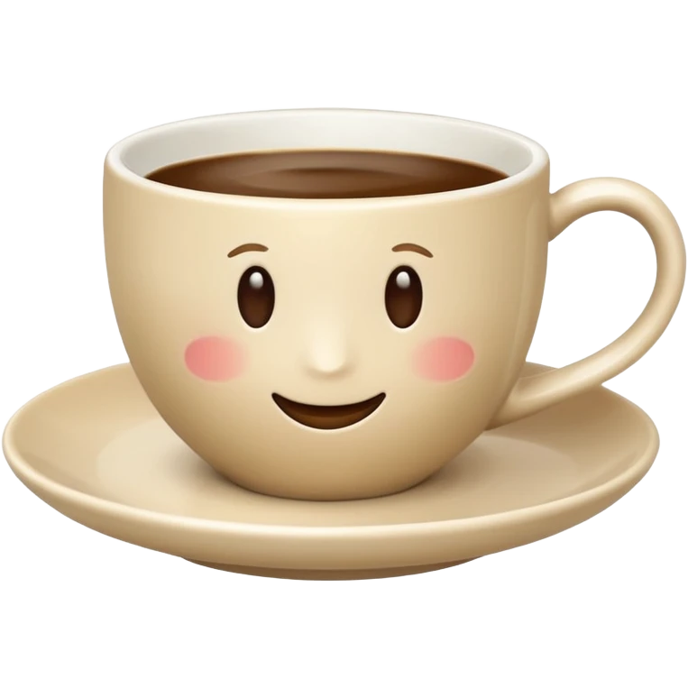 classic coffee cup and saucer emoji, light beige cup and saucer, Apple emoji style, no text emoji