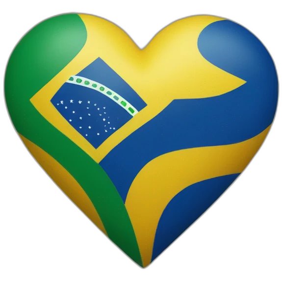 Un corazón con la bandera de Brasil emoji