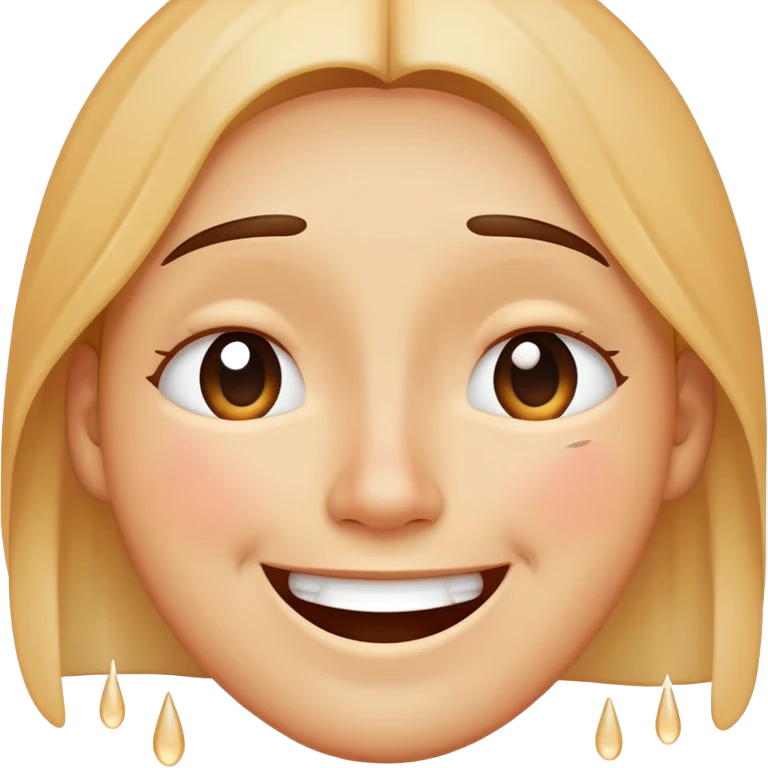 face with a smile but with tears streaming down, hiding sadness behind a happy face emoji