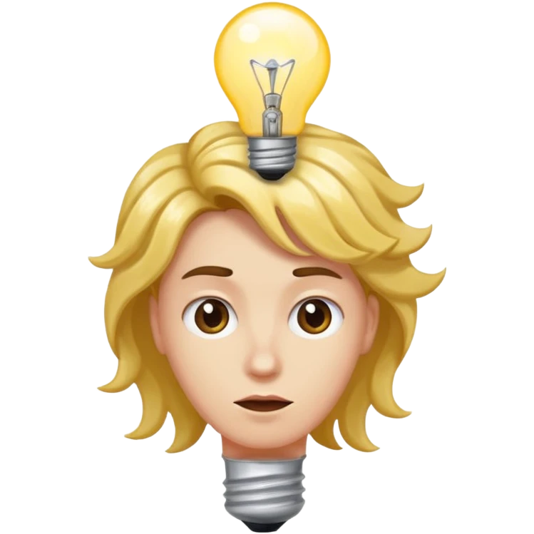 crea Una carita con un remolino en la cabeza, una bombilla encendida sobre ella y una ceja levantada. emoji